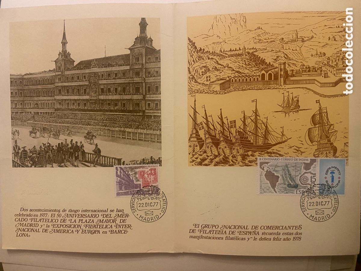 Sellos: TARJETON CON MATASELLOS SERVICIO FILATELICO. 1977. DILIGENCIA DE CORREOS
