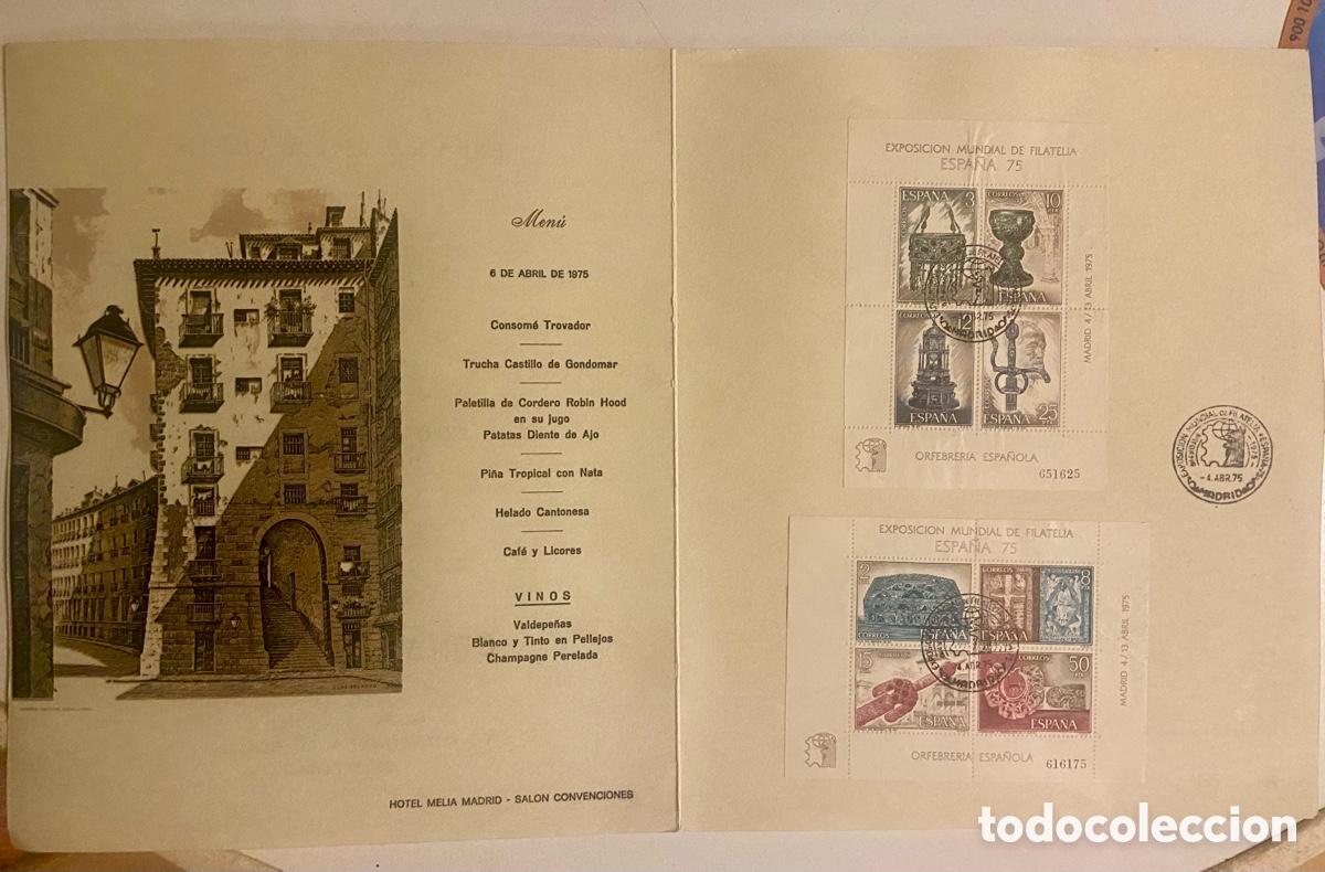 Sellos: PROGRAMA CENA MEDIEVAL ESPA&Ntilde;A&acute;75. MATASELLOS ESPECIAL DE PRIMER DIA. EDIFIL 2252/2253