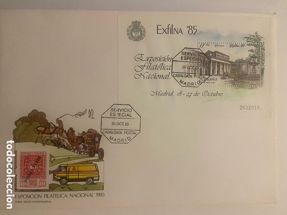 Sellos: MATASELLOS ESPECIAL FECHADOR AMBULANTE EXFILNA&acute;85. EDIFIL 2814. FF.CC. CABALGATA POSTAL