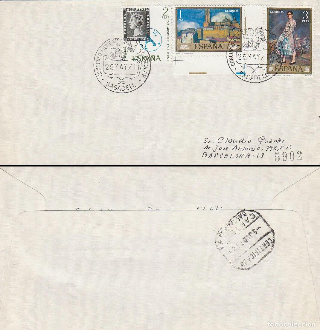 Sellos: A&Ntilde;O 1971, SABADELL, EXPOSICION FILATELICA ESCOLAR, SOBRE CIRCULADO