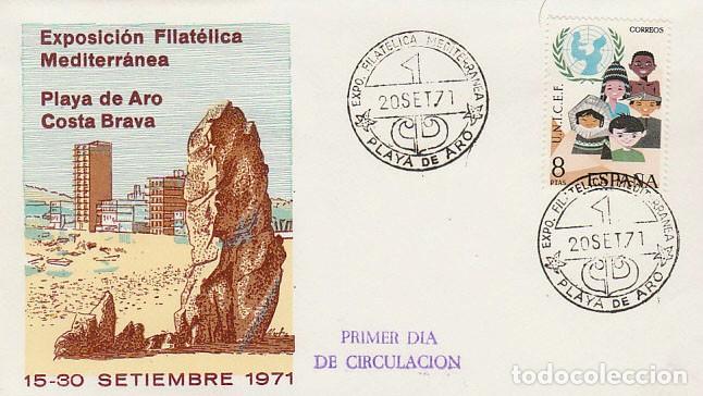 Sellos: A&Ntilde;O 1971, PLAYA DE ARO (GIRONA), EXPOSICION FILATELICA, SOBRE DE ALFIL