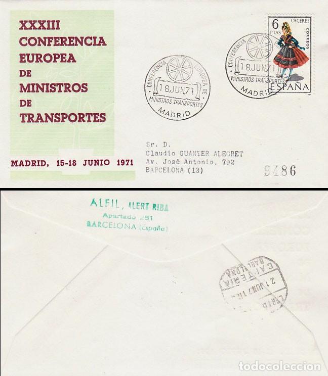 Sellos: A&Ntilde;O 1971, MADRID, MINISTROS DE TRANSPORTES, CONFERENCIA EUROPEA, SOBRE DE ALFIL CIRCULADO