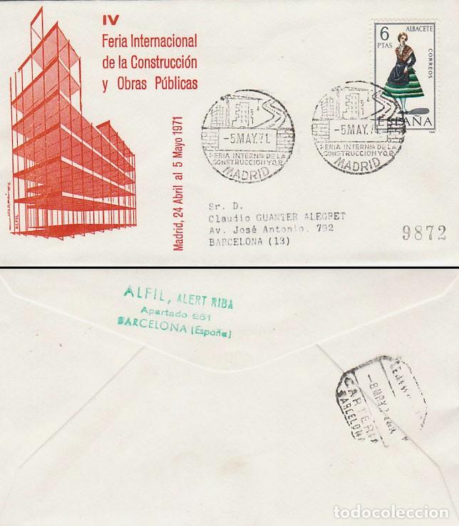 Sellos: A&Ntilde;O 1971, MADRID, CONSTRUCCION Y OBRAS PUBLICAS, FERIA INTERNACIONAL, SOBRE DE ALFIL CIRCULADO