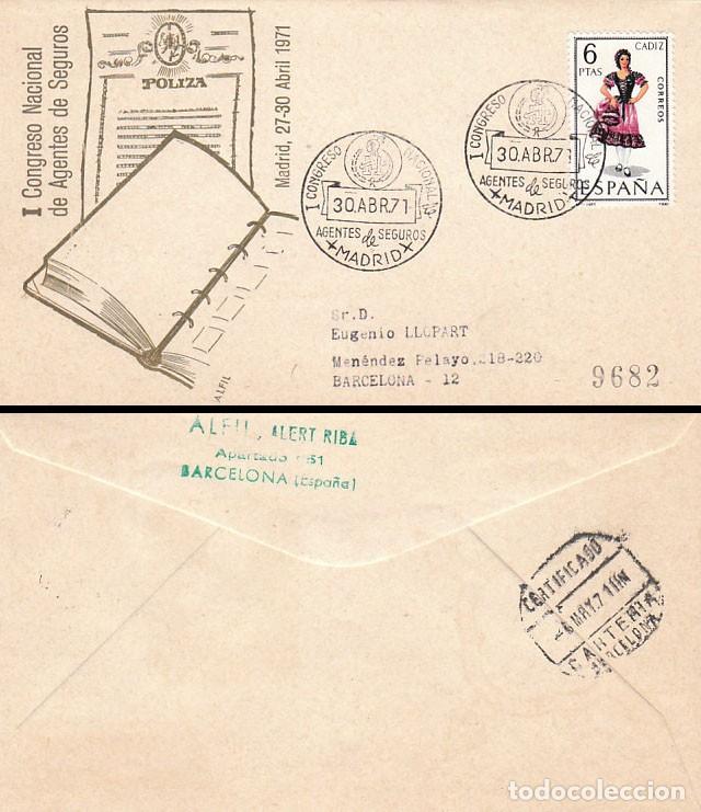 Sellos: A&Ntilde;O 1971, MADRID, CONGRESO NACIONAL DE AGENTES DE SEGUROS, SOBRE DE ALFIL CIRCULADO