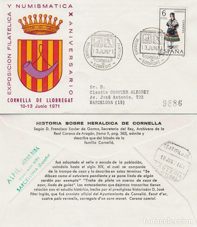 Sellos: A&Ntilde;O 1971, Cornella de Llobregat (Barcelona), exposicion filatelica