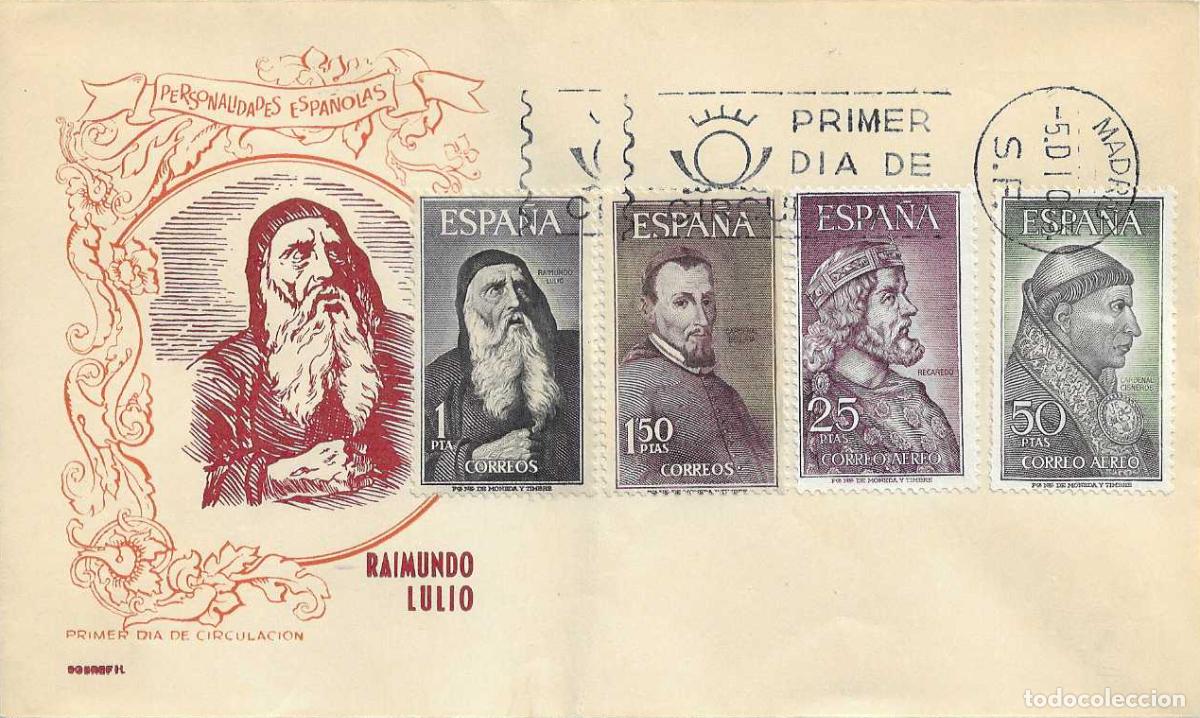 Sellos: PERSONAJES ESPA&Ntilde;OLES 1963 (EDIFIL 1536/39) EN SOBRE PRIMER DIA DE SOBREFIL BONITO Y RARO ASI