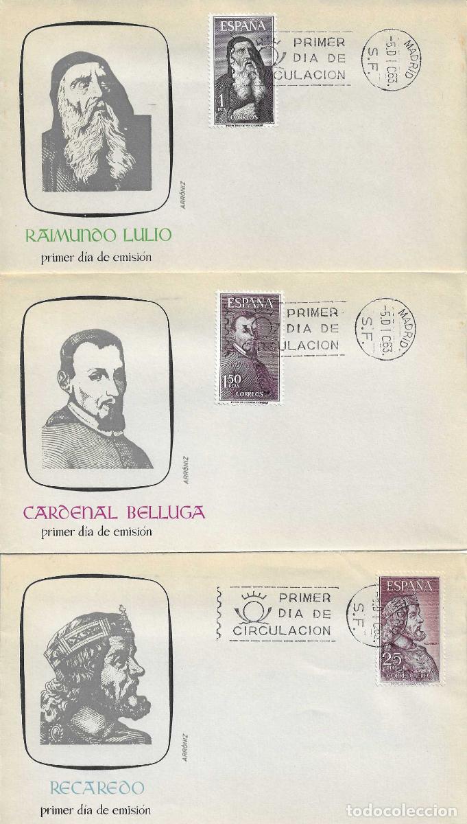 Sellos: PERSONAJES ESPA&Ntilde;OLES 1963 (EDIFIL 1536/39) EN CUATRO SOBRES PRIMER DIA DE ARRONIZ RAROS ASI