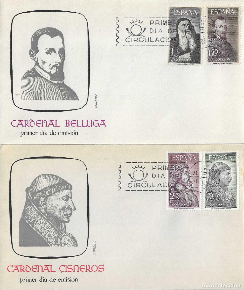 Sellos: PERSONAJES ESPA&Ntilde;OLES 1963 (EDIFIL 1536/39) EN DOS SPD DE ARRONIZ MOD 3 SIN CIRCULAR RAROS ASI XZX