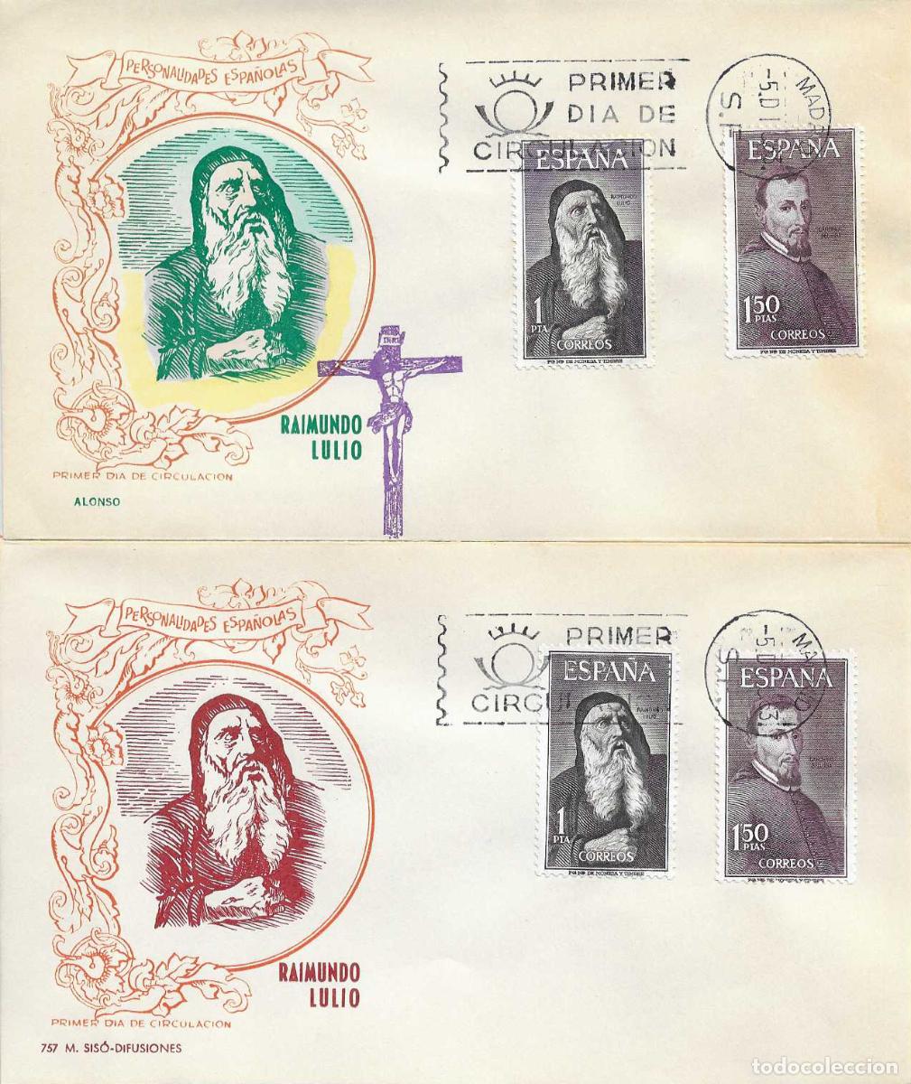 Sellos: RARA VARIEDAD PERSONAJES ESPA&Ntilde;OLES 1963 (EDIFIL 1536/37) EN SOBRE PRIMER DIA DE ALONSO RARO ASI