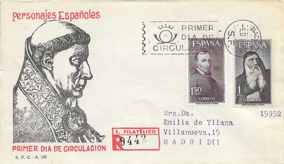 Sellos: PERSONAJES ESPA&Ntilde;OLES 1963 (EDIFIL 1536/37) EN SOBRE PRIMER DIA CIRCULADO DEL SERVICIO FILATELICO XZX