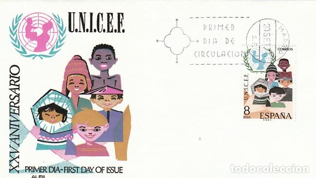 Sellos: EDIFIL 2054, XXV ANIVERSARIO DE UNICEF, PRIMER DIA DE 20-9-1971 SOBRE DE ALFIL