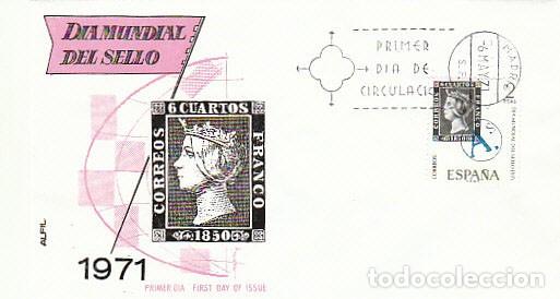Sellos: EDIFIL 2033, DIA MUNDIAL DEL SELLO 1971, A DE REUS (TARRAGONA) PRIMER DIA 6-5-1971 SOBRE DE ALFIL
