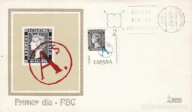 Sellos: EDIFIL 2033, DIA MUNDIAL DEL SELLO 1971, A DE REUS (TARRAGONA) PRIMER DIA 6-5-1971 MUNDO FILATELICO