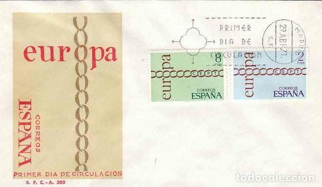 Sellos: EDIFIL 2031/2, EUROPA 1971, PRIMER DIA DE 29-4-1971 SOBRE DEL SFC