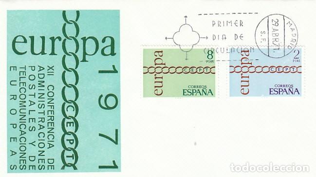 Sellos: EDIFIL 2031/2, EUROPA 1971, PRIMER DIA DE 29-4-1971 SOBRE DE ALFIL