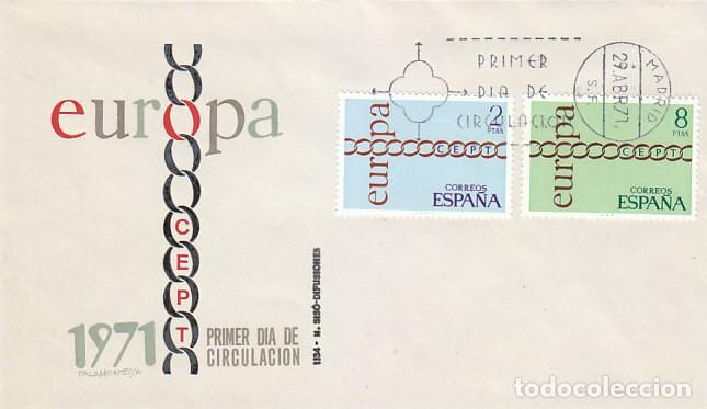 Sellos: EDIFIL 2031/2, EUROPA 1971, PRIMER DIA DE 29-4-1971 SOBRE DE SISO