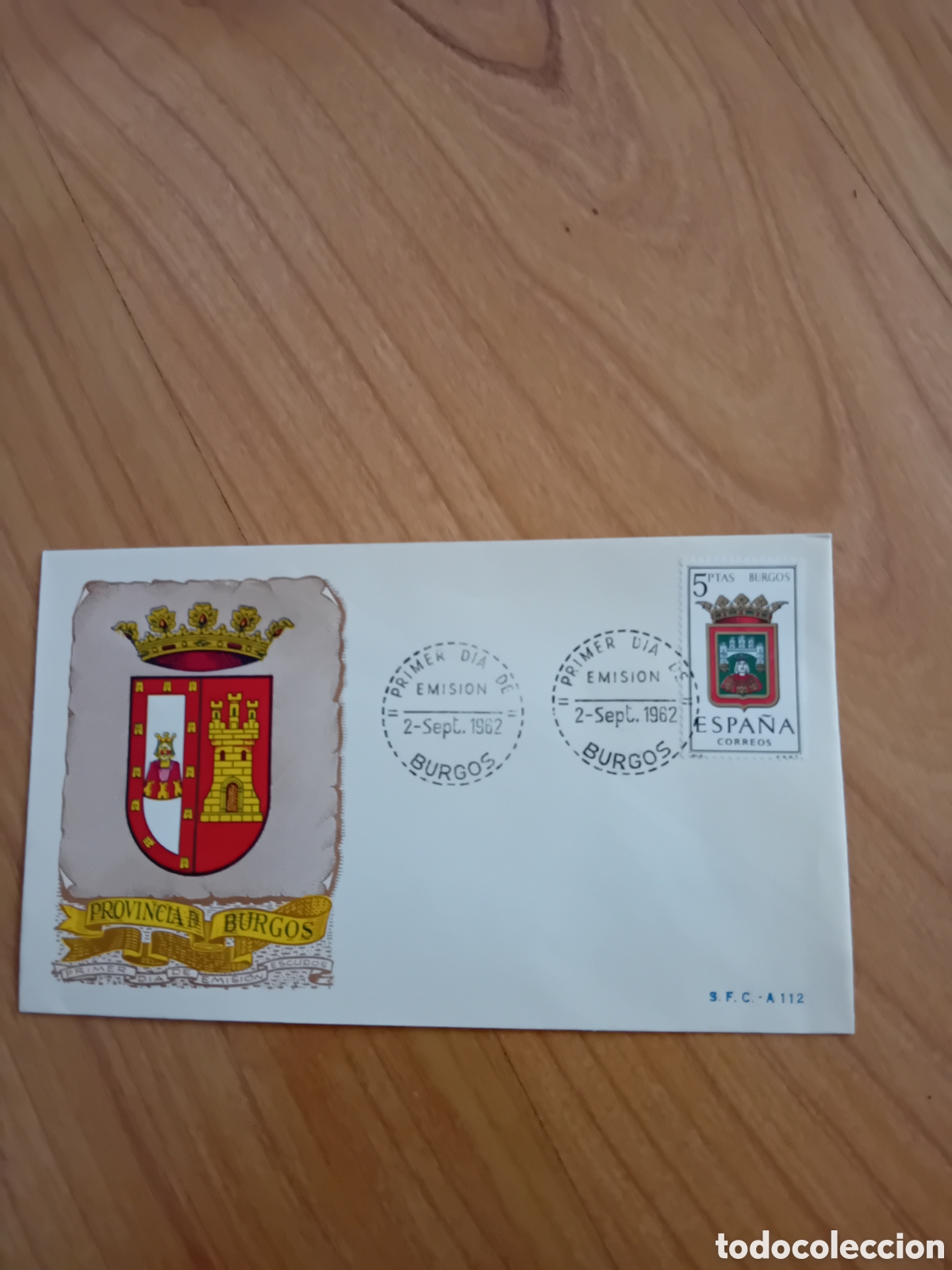 Sellos: SOBRE Y SELLO PRIMER DIA PROVINCIA DE BURGOS. 1962