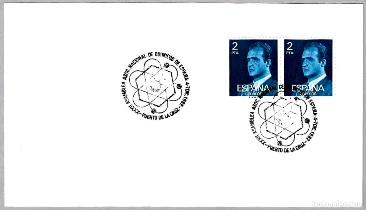 Sellos: Matasellos ASAMBLEA ASOC. NAC. DE QUIMICOS DE ESPA&Ntilde;A. Puerto de la Cruz, Canarias, 1982