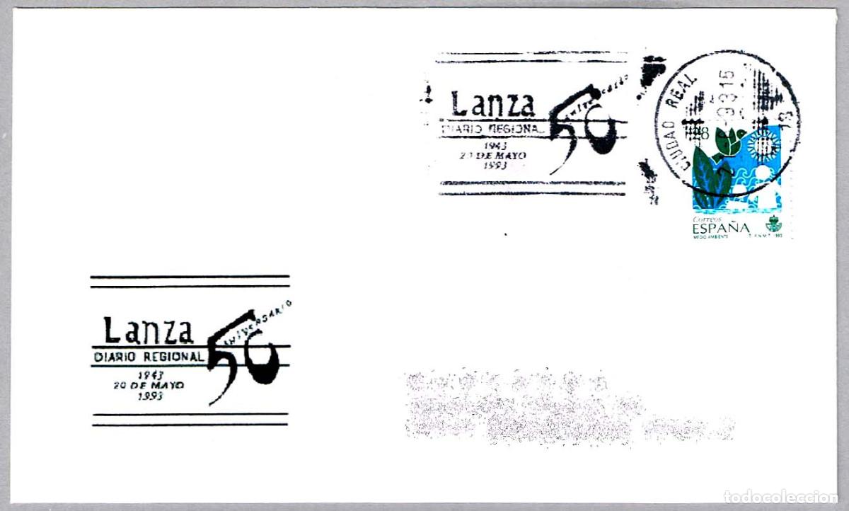 Sellos: Matasellos rodillo 50 ANIV. LANZA - DIARIO REGIONAL. Ciudad Real 1993