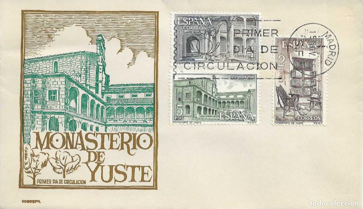 Sellos: MONASTERIO DE YUSTE CACERES 1965 (EDIFIL 1686/88) EN SOBRE PRIMER DIA DE SOBREFIL RARO XZX