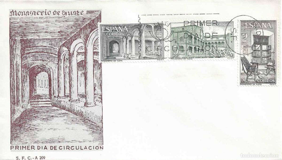 Sellos: MONASTERIO DE YUSTE CACERES 1965 (EDIFIL 1686/88) EN SPD SIN CIRCULAR DEL SERVICIO FILATELICO XZX