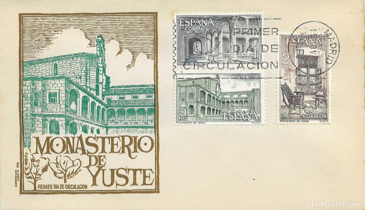 Sellos: MONASTERIO DE YUSTE CACERES 1965 (EDIFIL 1686/88) EN SOBRE PRIMER DIA SIN CIRCULAR DE MS RARO XZX