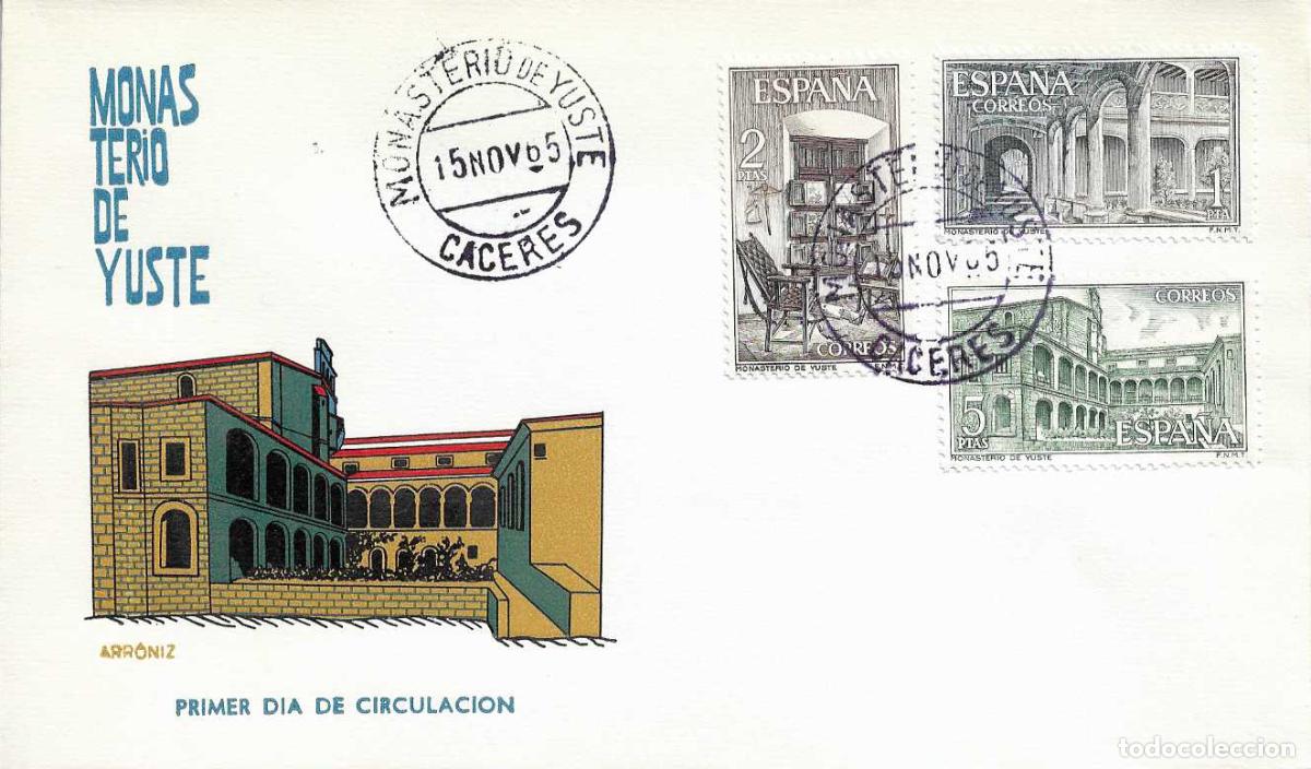 Sellos: MONASTERIO DE YUSTE CACERES 1965 (EDIFIL 1686/88) EN RARO SPD ARRONIZ MATASELLOS DEL MONASTERIO XZX