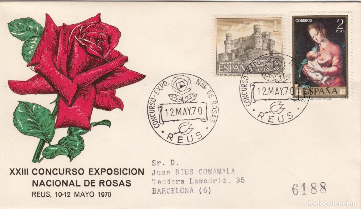 Sellos: MATASELLOS REUS - CONCURSO EXPOSICI&Oacute;N NACIONAL DE ROSAS - 1970