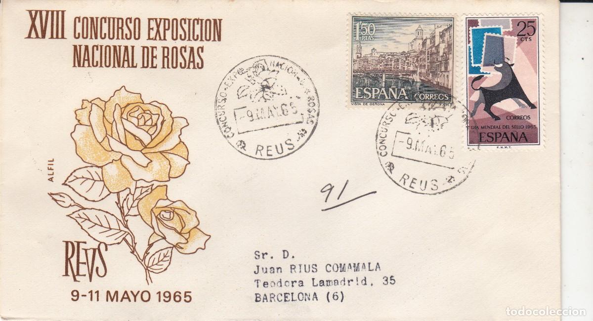 Sellos: MATASELLOS REUS - CONCURSO EXPOSICI&Oacute;N NACIONAL DE ROSAS - 1965