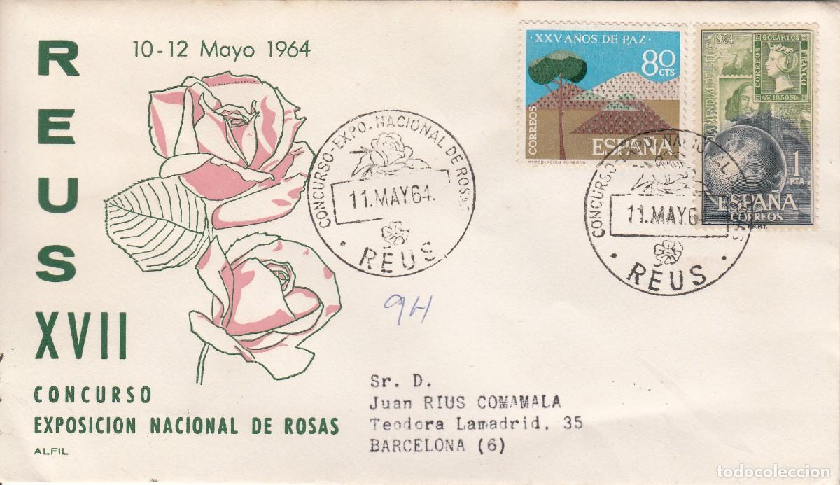 Sellos: MATASELLOS REUS - CONCURSO EXPOSICI&Oacute;N NACIONAL DE ROSAS - 1964