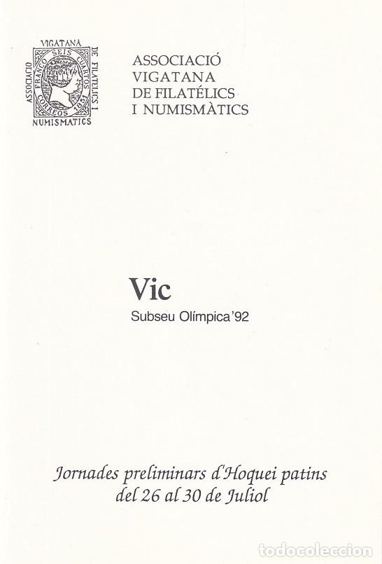 Briefmarken: D&iacute;ptico Barcelona 92 Vic Subseu Ol&iacute;mpica 92 Jornades preliminars d' Hoquei patins - Juegos Ol&iacute;mpicos