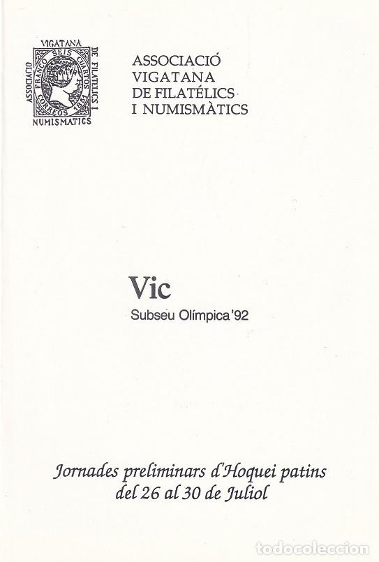 Briefmarken: D&iacute;ptico Barcelona 92 Vic Subseu Ol&iacute;mpica 92 Jornades preliminars d' Hoquei patins - Juegos Ol&iacute;mpicos