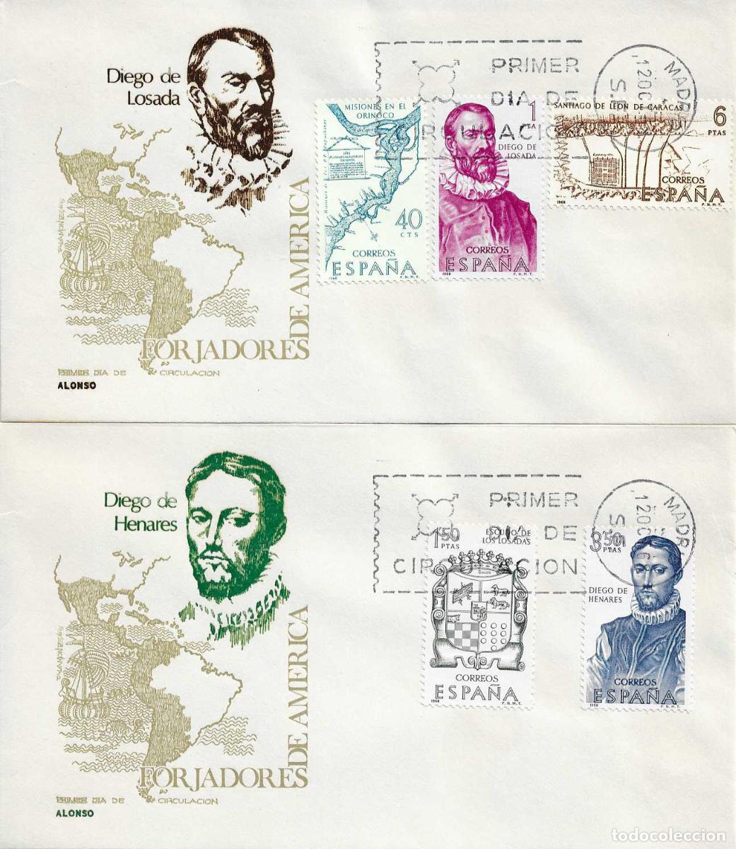 Sellos: FORJADORES DE AMERICA 1968 (EDIFIL 1889/93) EN DOS SOBRES PRIMER DIA ALONSO BONITOS Y RAROS ASI XZX