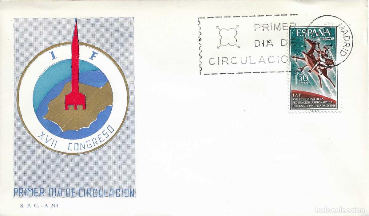 Sellos: DON QUIJOTE CERVANTES CLAVILE&Ntilde;O ASTRONAUTICA XVII CONGRESO 1966 (EDIFIL 1749) EN SPD DEL SFC XZX