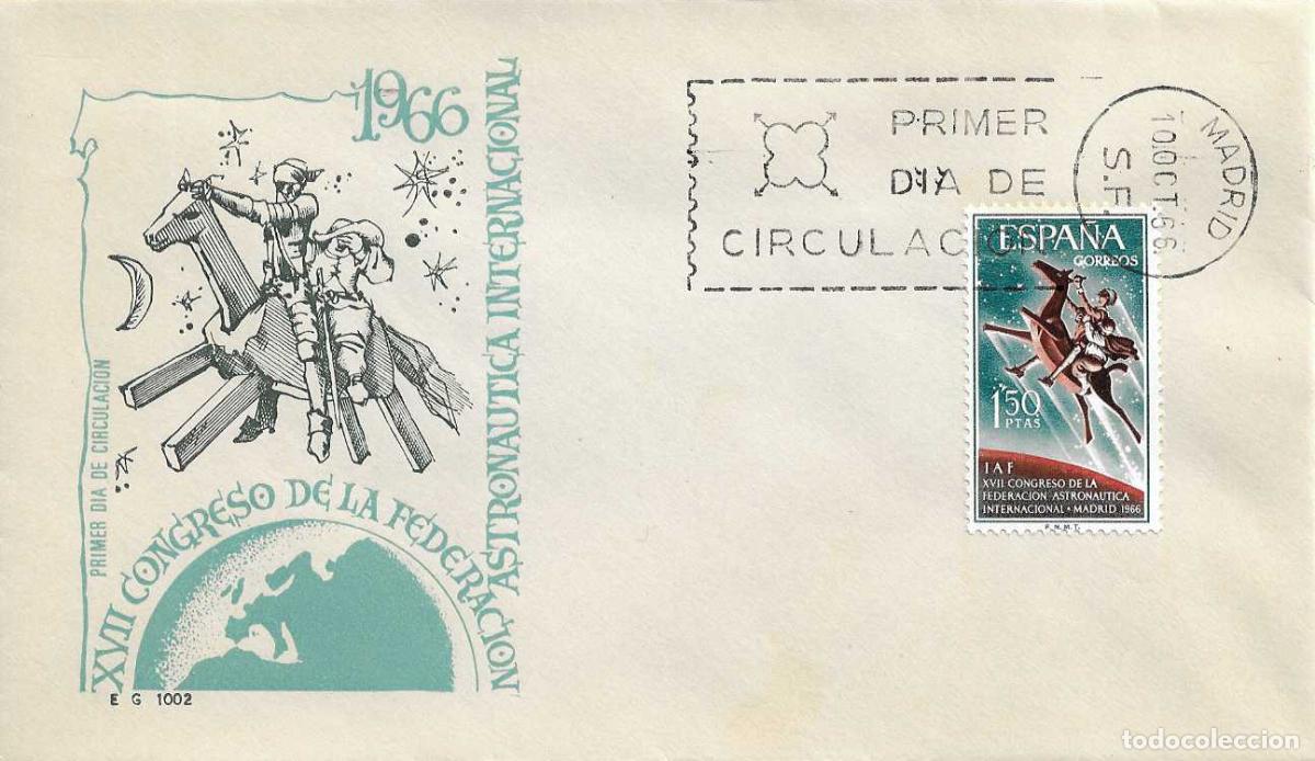 Sellos: DON QUIJOTE CERVANTES CLAVILE&Ntilde;O ASTRONAUTICA XVII CONGRESO 1966 (EDIFIL 1749) SPD EG BONITO Y RARO