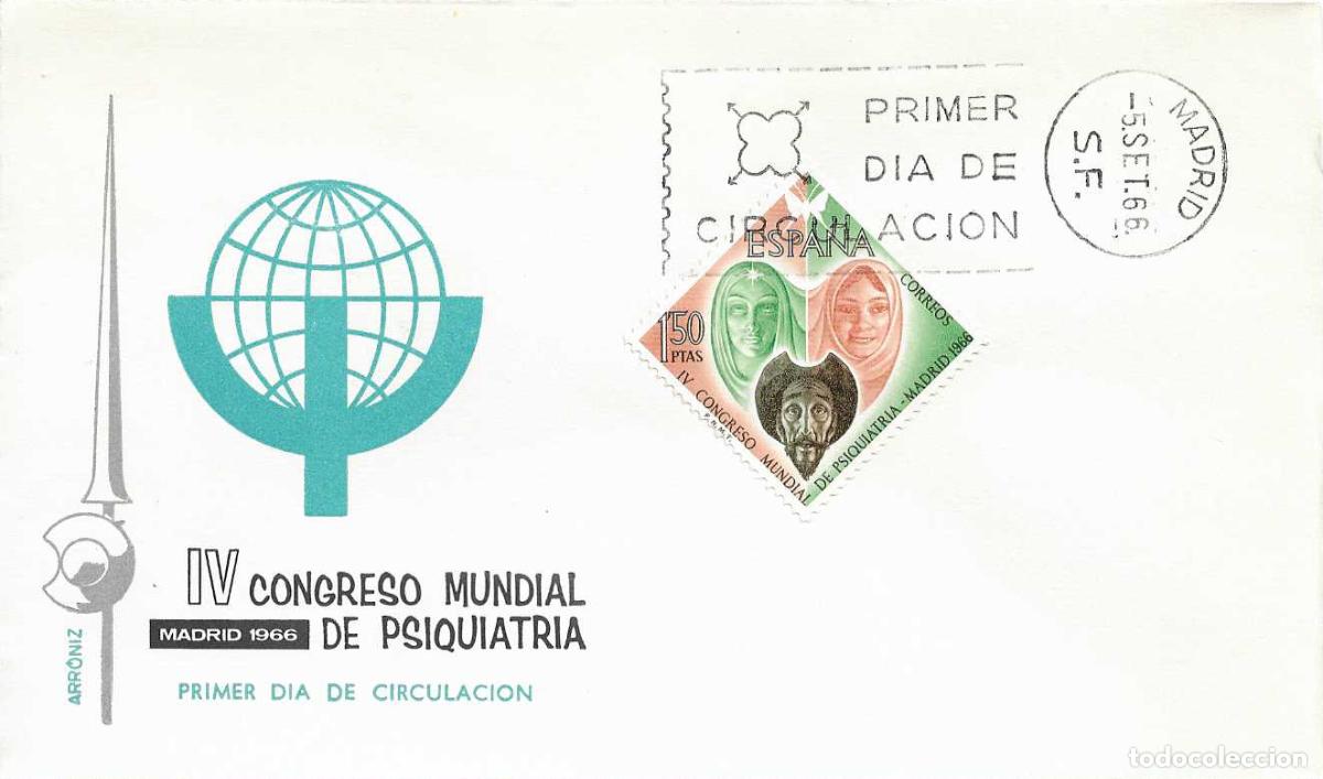 Sellos: DON QUIJOTE CERVANTES MEDICINA PSIQUIATRIA IV CONGRESO 1966 (EDIFIL 1746) EN RARO SPD DE ARRONIZ XZX