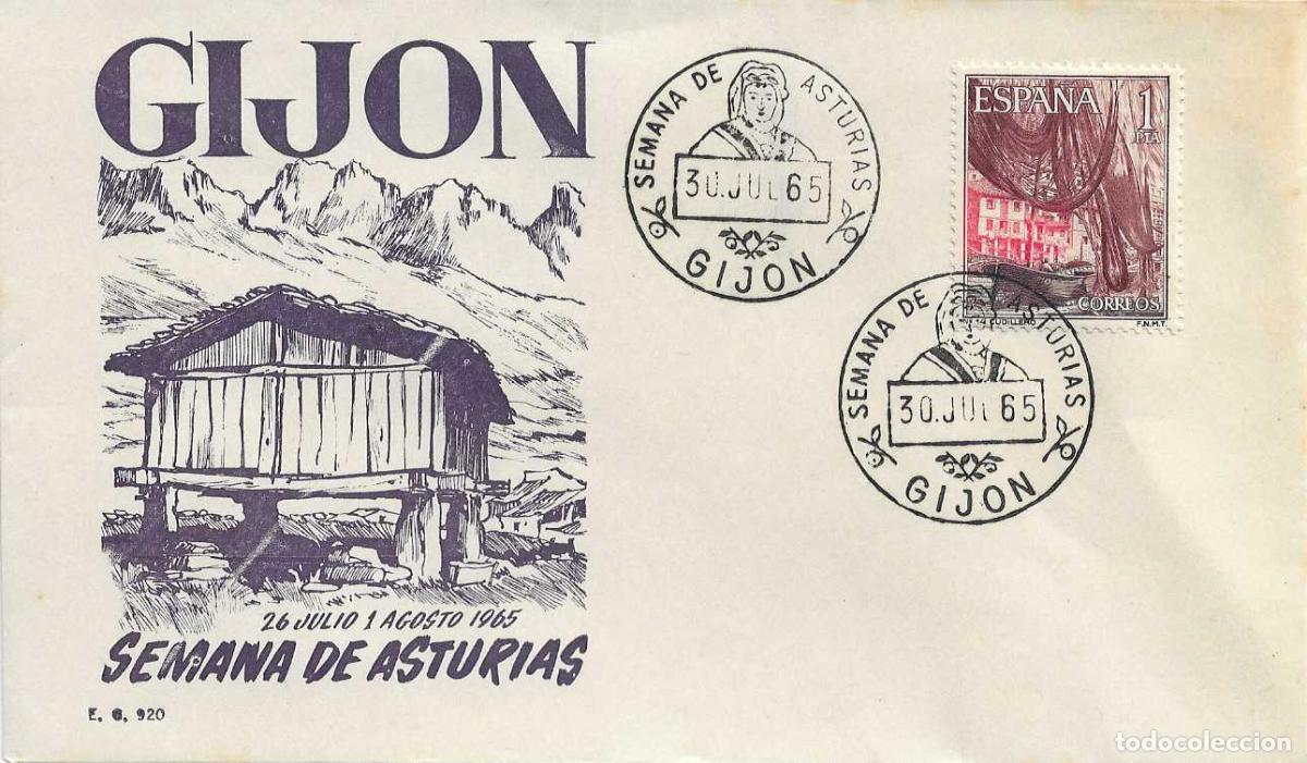 Sellos: HORREO SEMANA DE ASTURIAS II JUEGOS CANTABRICO GIJON 30 JULIO 1965. MATASELLOS SOBRE SIN CIRCULAR EG