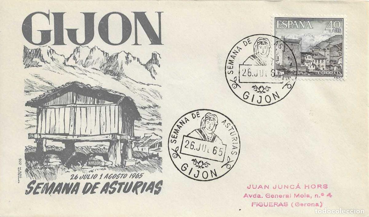 Sellos: HORREO SEMANA DE ASTURIAS II JUEGOS CANTABRICO GIJON 26 JULIO 1965. MATASELLOS SOBRE SIN CIRCULAR MS