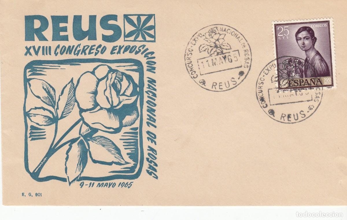 Sellos: MATASELLOS REUS - CONCURSO EXPOSICI&Oacute;N NACIONAL DE ROSAS - 1965