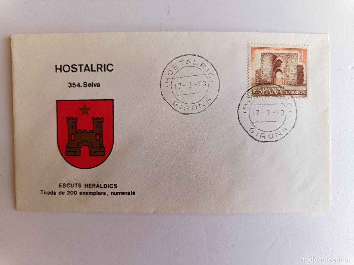 Sellos: MATASELLOS EN SOBRE ILUSTRADO CON ESCUDO DE LA POBLACI&Oacute;N DE HOSTALRIC - SELVA - GIRONA