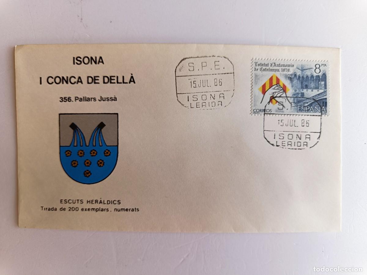Sellos: MATASELLOS EN SOBRE ILUSTRADO CON ESCUDO DE LA POBLACI&Oacute;N DE ISONA I CONCA DE DELL&Agrave; - PALLARS JUSS -