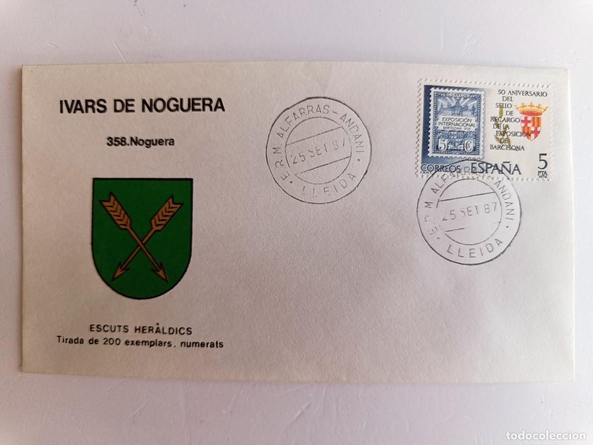 Sellos: MATASELLOS EN SOBRE ILUSTRADO CON ESCUDO DE LA POBLACI&Oacute;N DE IVARS DE NOGUERA - NOGUERA - LLEIDA