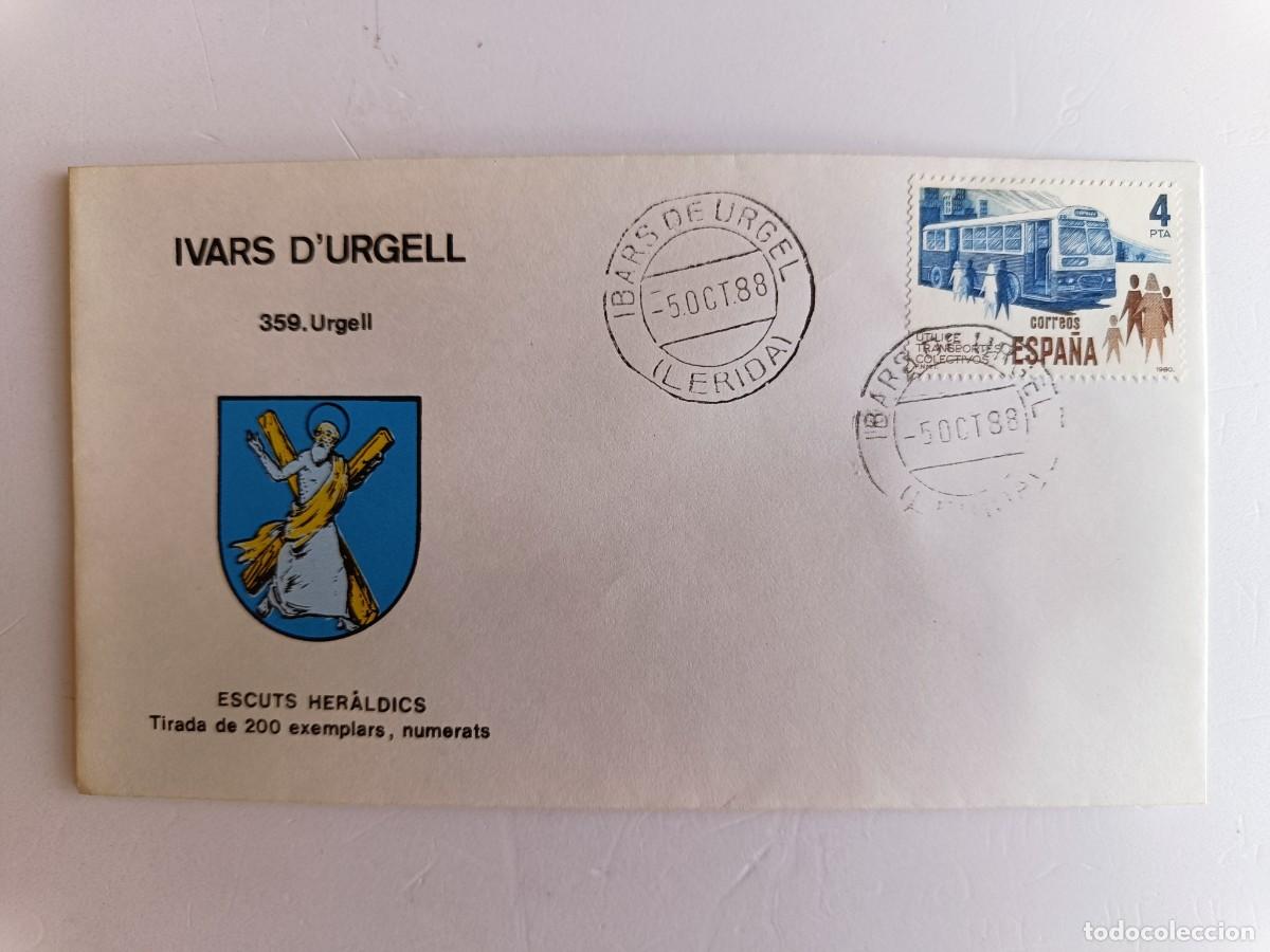 Sellos: MATASELLOS EN SOBRE ILUSTRADO CON ESCUDO DE LA POBLACI&Oacute;N DE IVARS D'URGELL - URGELL - LLEIDA