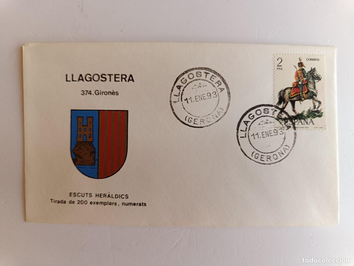 Sellos: MATASELLOS EN SOBRE ILUSTRADO CON ESCUDO DE LA POBLACI&Oacute;N DE LA LLAGOSTERA - GIRON&Egrave;S - GERONA