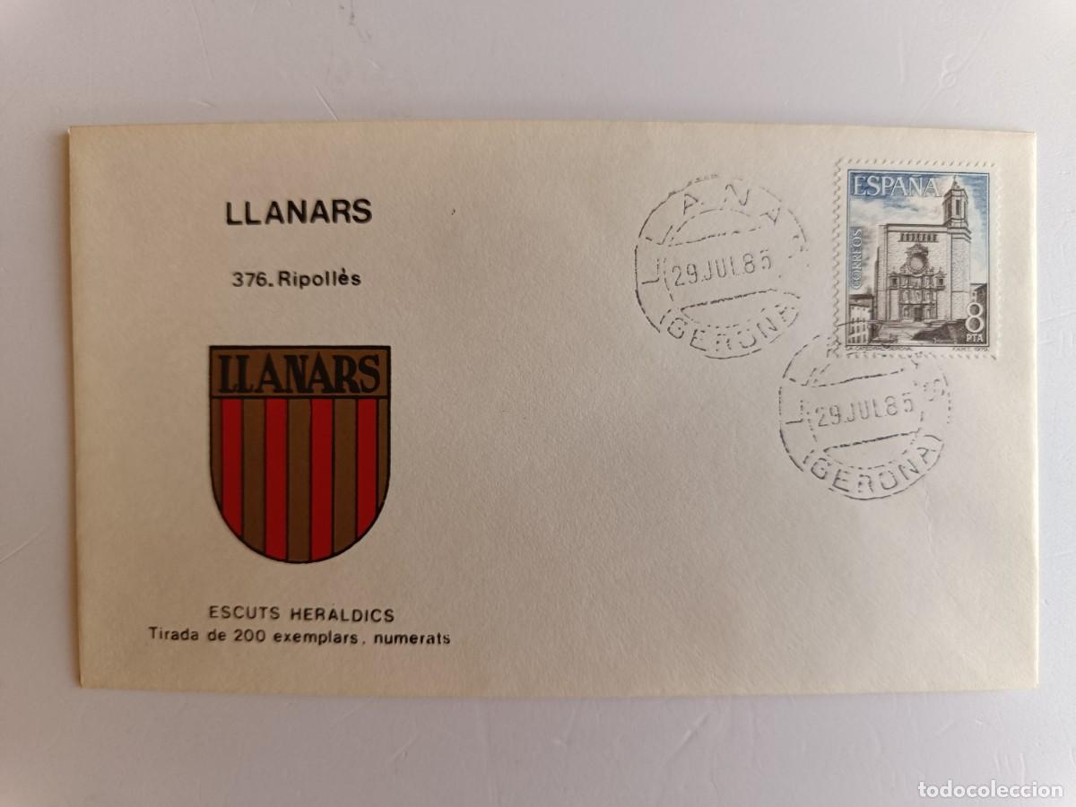 Sellos: MATASELLOS EN SOBRE ILUSTRADO CON ESCUDO DE LA POBLACI&Oacute;N DE LA LLANARS - RIPOLL&Egrave;S - GERONA