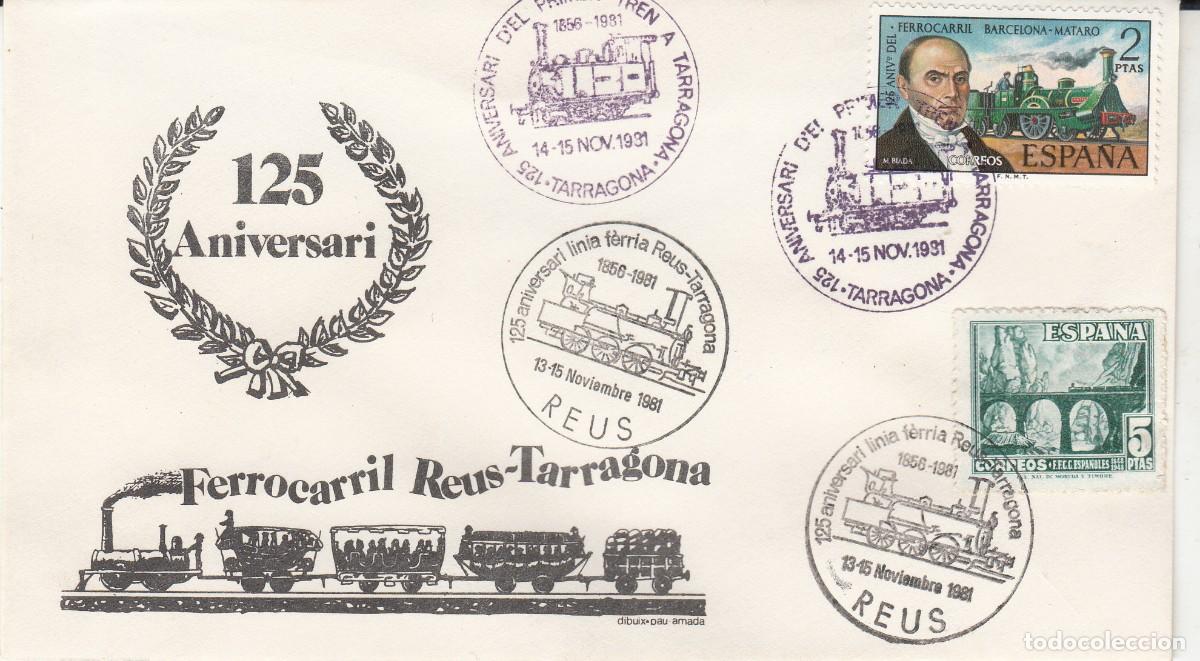 Sellos: MATASELLOS REUS - 125 ANIVERSARI FERROCARRIL REUS - TARRAGONA - 1981 CON LOS DOS MATASELLOS