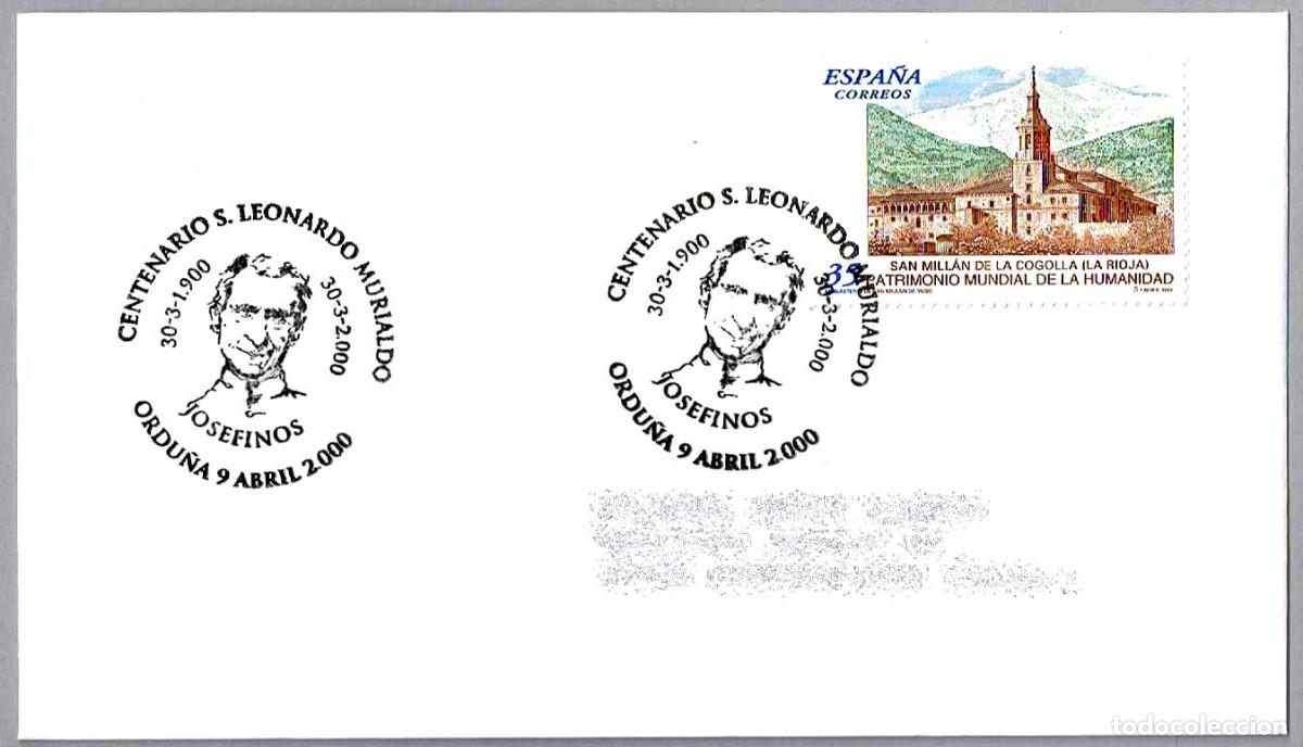 Sellos: Matasellos CENTENARIO S. LEONARDO MURIALDO - JOSEFINOS. Ordu&ntilde;a, Vizcaya, 2000