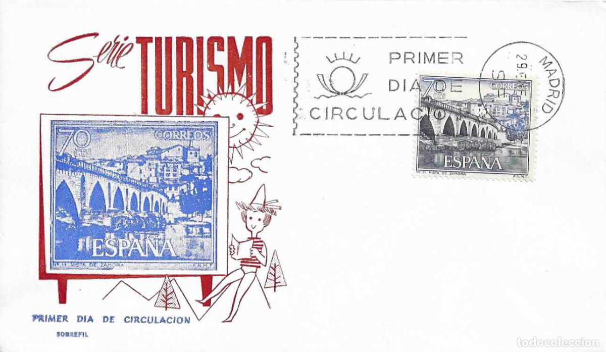 Sellos: PUENTE ROMANO ZAMORA SERIE TURISTICA 1965 (EDIFIL 1646) EN SOBRE PRIMER DIA DE SOBREFIL RARO ASI