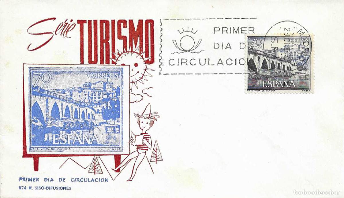 Sellos: PUENTE ROMANO ZAMORA SERIE TURISTICA 1965 (EDIFIL 1646) EN SOBRE PRIMER DIA SIN CIRCULAR MS RARO ASI
