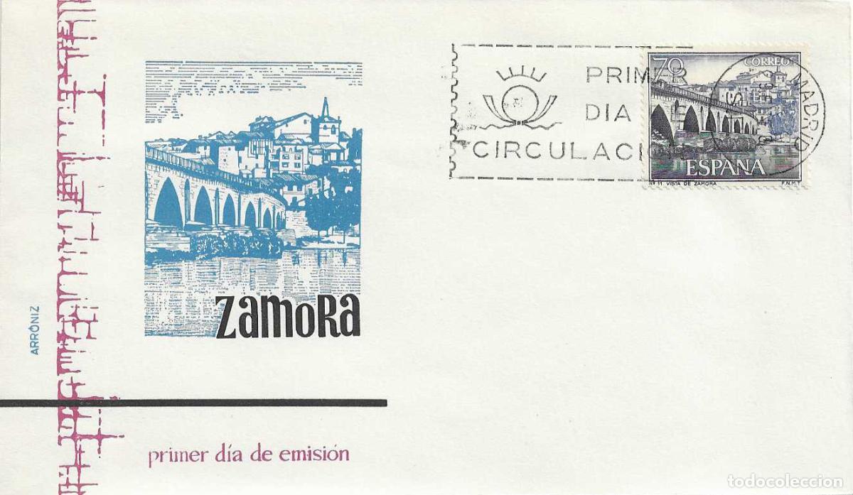 Sellos: PUENTE ROMANO ZAMORA SERIE TURISTICA 1965 (EDIFIL 1646) EN SOBRE PRIMER DIA DE ARRONIZ XZX